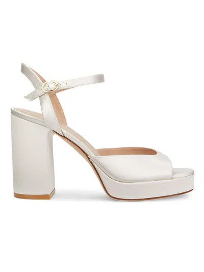 Stuart Weitzman Women's Dayna 100mm Satin Platform Sandals In White