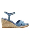 Stuart Weitzman Dayna Denim Crisscross Wedge Espadrilles In Blue