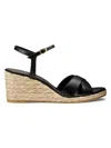 Stuart Weitzman Dayna Leather Crisscross Espadrille Sandals In Black