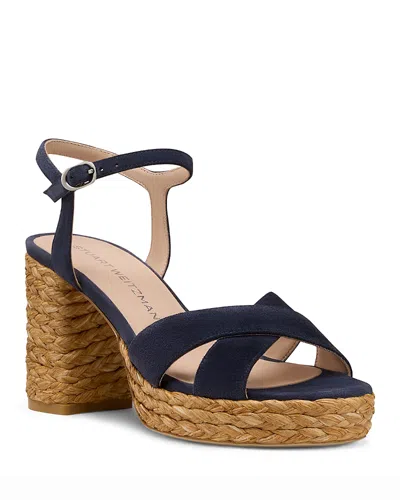 STUART WEITZMAN WOMEN'S DAYNA 80 ESPADRILLE PLATFORM SANDALS