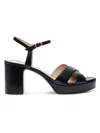 Stuart Weitzman Dayna Patent Crisscross Platform Sandals In Black