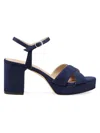 Stuart Weitzman Dayna Suede Crisscross Platform Sandals In Blue