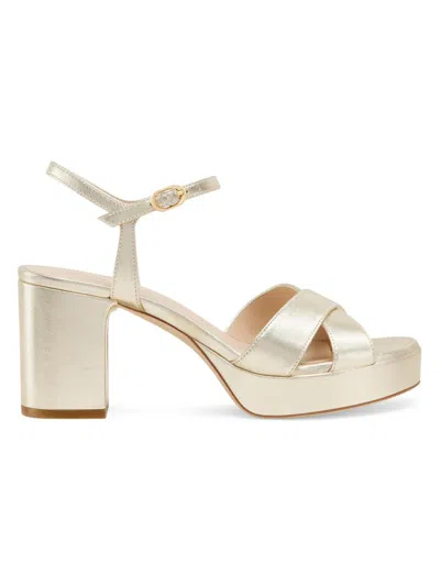 Stuart Weitzman Dayna Ankle Strap Platform Sandal In Gold
