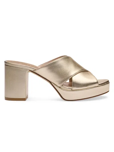 Stuart Weitzman Women's Dayna 80mm Leather Platform Sandals In Gold