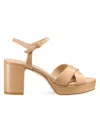 Stuart Weitzman Dayna Patent Crisscross Platform Sandals In Brown