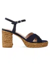 Stuart Weitzman 80mm Dayna Suede Espadrille Platform Sandals In Black