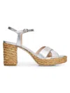 Stuart Weitzman 80mm Dayna Metallic Leather Platform Sandals In Multi