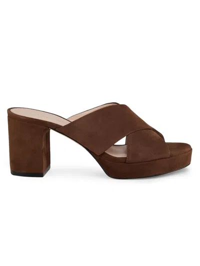 Stuart Weitzman Women's Dayna 80mm Suede Platform Mules In Brown