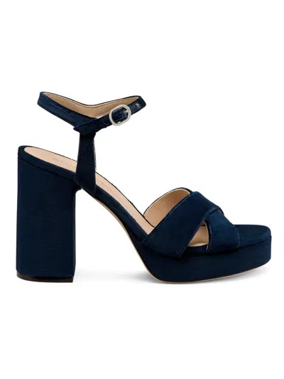Stuart Weitzman Women's Dayna 90mm Velvet Platform Sandals In Navy Blue