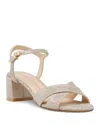 Stuart Weitzman Dayna Metallic Crisscross Ankle-strap Sandals In Poudre