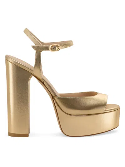 Stuart Weitzman Women's Dayna Boost 130mm Metallic Leather Platform Sandals In Gold