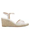 Stuart Weitzman Dayna Leather Crisscross Espadrille Sandals In White