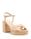 Stuart Weitzman Dayna Patent Crisscross Platform Sandals In Brown