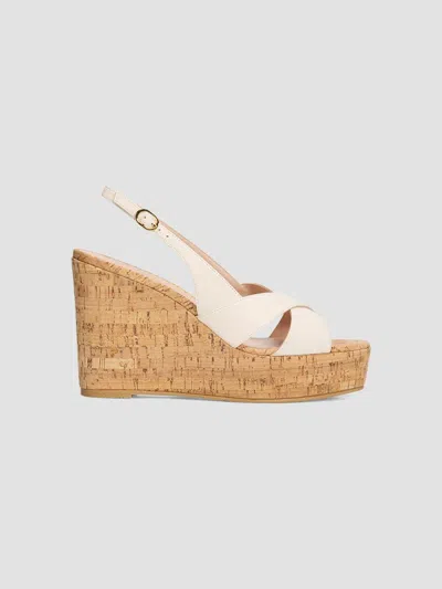 Stuart Weitzman Women's Dayna Leather Slingback Wedges In White