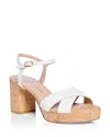 Stuart Weitzman Dayna Leather Crisscross Platform Sandals In Cream