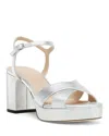 Stuart Weitzman Dayna Ankle Strap Platform Sandal In Silver