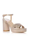 Stuart Weitzman Dayna Metallic Crisscross Platform Sandals