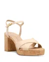 Stuart Weitzman Dayna Leather Crisscross Platform Sandals In Barely Beige