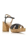 Stuart Weitzman Dayna Leather Crisscross Platform Sandals In Black
