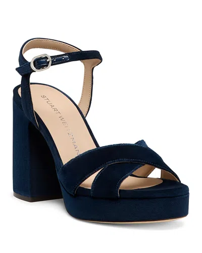 STUART WEITZMAN WOMEN'S DAYNA VELVET PLATFORM SANDALS