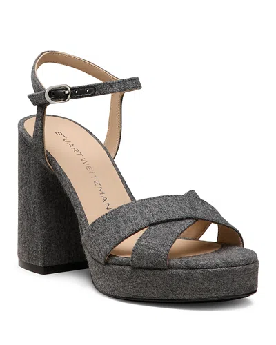 STUART WEITZMAN WOMEN'S DAYNA VELVET PLATFORM SANDALS