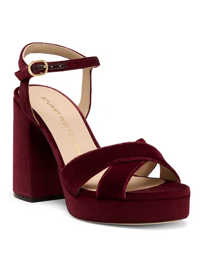 STUART WEITZMAN WOMEN'S DAYNA VELVET PLATFORM SANDALS
