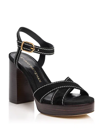 Stuart Weitzman Women's Dayna Saddle Platform Sandals In Black