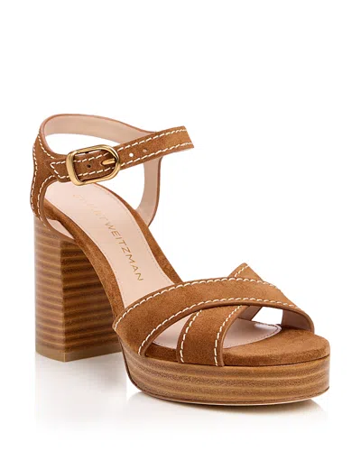 Stuart Weitzman Women's Dayna Saddle Platform Sandals In Brown