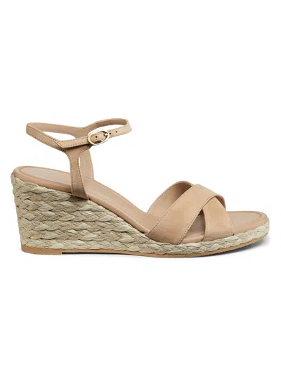 Stuart Weitzman 65mm Dayna Suede Espadrille Wedge Sandals In Neutral