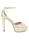 Stuart Weitzman Disco Platform 130mm Sandals In Platino Beige