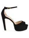 Stuart Weitzman Women's Discoplatform Suede Ankle Loop Sandals In Black