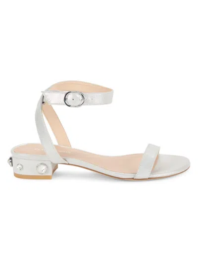 Stuart Weitzman Women's Dncr Suede Block Heel Sandals In Silver