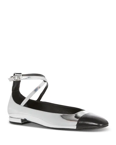 Stuart Weitzman Women's Eden Crossover Strap Flats In Black