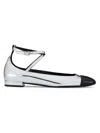 Stuart Weitzman Leather Ballerina Shoes In Silver