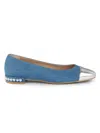 Stuart Weitzman Women's Embellished Denim Flats In Blue