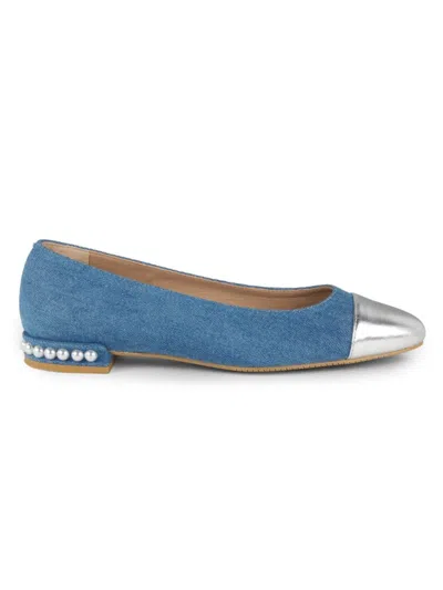 Stuart Weitzman Women's Embellished Denim Flats In Blue