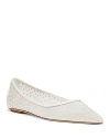 Stuart Weitzman Emilia Crystal Mesh Ballerina Flats In White/frosted