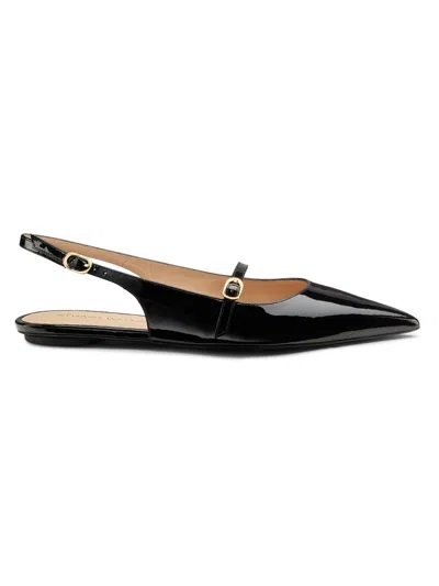 Stuart Weitzman Emilia Patent Mary Jane Slingback Ballerina Flats In Black