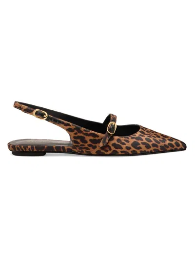 Stuart Weitzman Women's Emilia Leopard Slingback Flats
