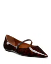 Stuart Weitzman Emilia Tortoise Patent Leather Mary Jane Ballerina Flats In Dark Brown