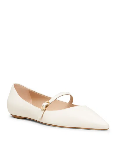 Stuart Weitzman Women's Emilia Mary Jane Flats In White
