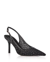 Stuart Weitzman Women's Emilia Mesh Crystal-embellished Slingback Pumps In Black