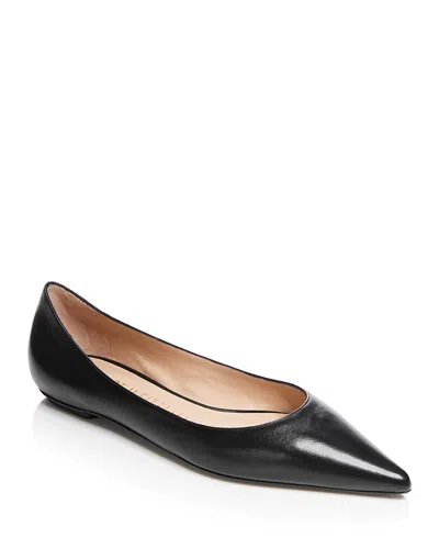 Stuart Weitzman Emilia Leather Point-toe Flats In Black