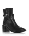 Stuart Weitzman Esme Leather Buckle Zip Booties In Black