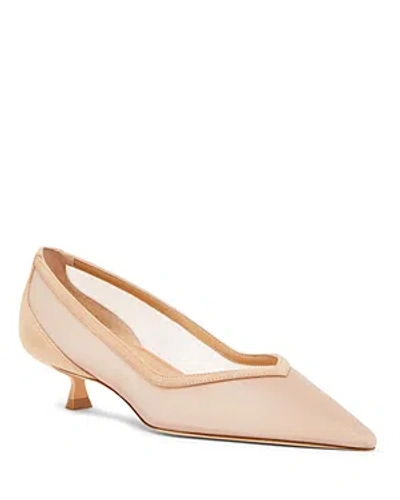 Stuart Weitzman Women's Eva 35mm Mesh & Leather Pumps In Ginger