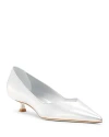 Stuart Weitzman Stuart Metallic Leather Kitten-heel Pumps In Silver