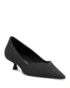 Stuart Weitzman Women's Eva Kitten Heel Pumps In Black Cotton