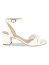 Stuart Weitzman Women's Everly Block Heel Leather Sandals In White