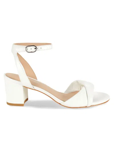 Stuart Weitzman Women's Everly Block Heel Leather Sandals In White