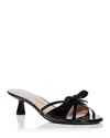 Stuart Weitzman Felicity Leather Bow Kitten-heel Mules In Black